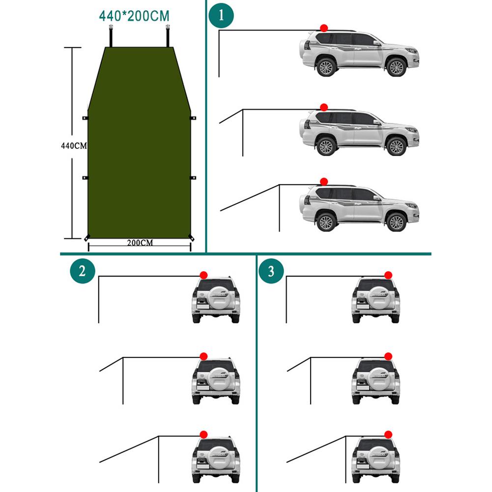 Car Awning Folding Waterproof Car Shade Sunshade Garden Umbrella Travel Camping Tent Tarp Automobile Side Rooftop Rain Canopy