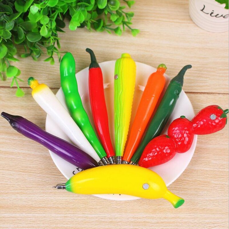 Bolígrafo magnético con forma de fruta y verdura, bolígrafo de imán para nevera, papelería