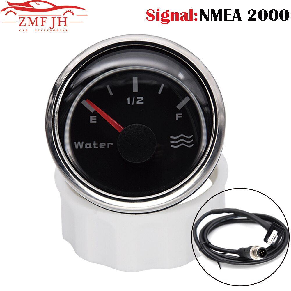 Jauge de niveau d'eau de bateau de voiture de 52mm NMEA 2000 indicateur de niveau de réservoir d'eau mètre pour le bateau automatique 9 ~ 32V avec l'instrument pointu de mètre