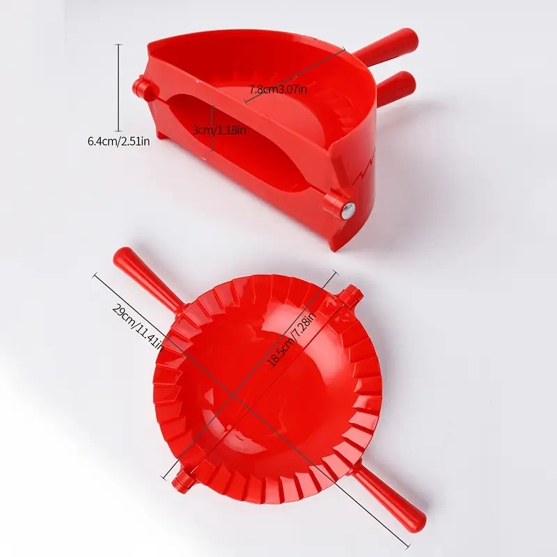 Professionele Dumpling Maker Mold-Ergonomisch handvat, duurzaam plastic, meerkleurig voor dumplings, koekjes, gebak te gebruiken keukengereedschap: Rood