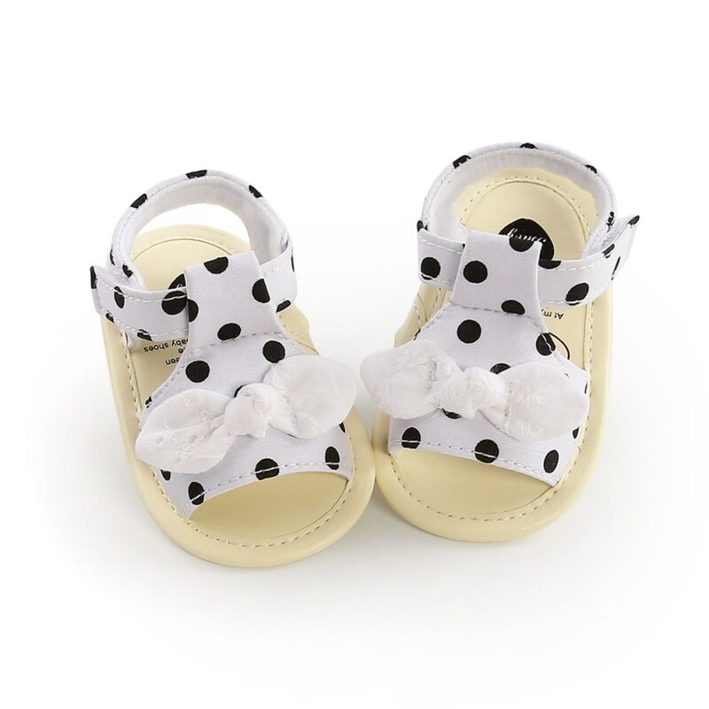 Sommar baby barn flickor rosett pläd andas halkskydd skor sandaler småbarn mjuksulor strandskor 0-18m: C / 0-6 månader