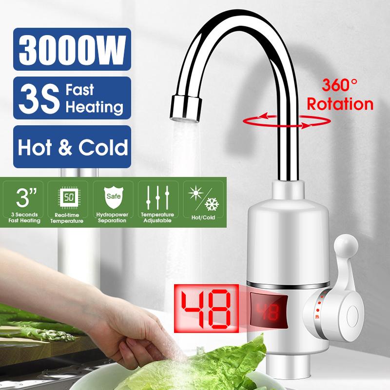 3000w elektriska blandare värmare 3s snabbvärmare varmvattenberedare hem kök badrum / kallvattenkran med lcd display