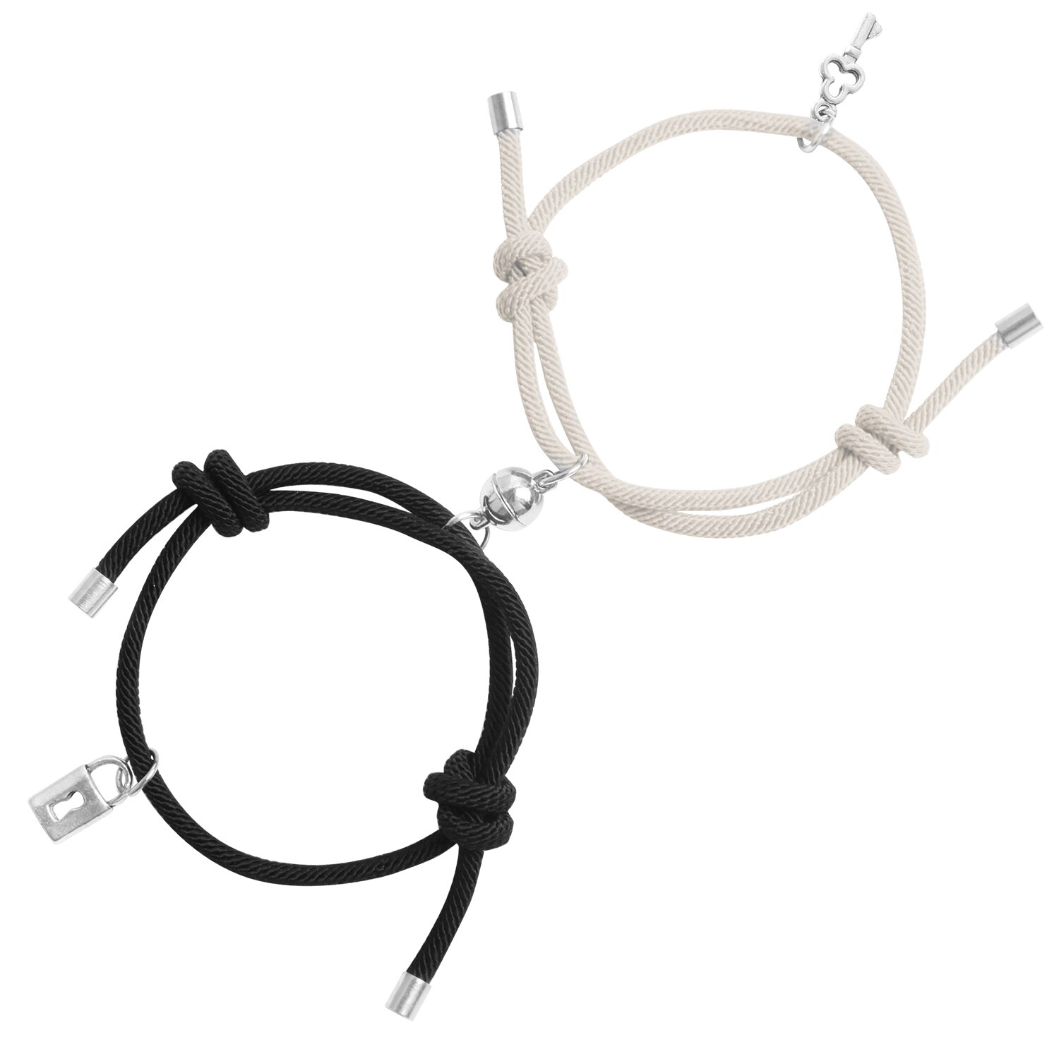 Pulsera de Amistad minimalista para parejas, cuerda trenzada magnética de larga distancia, Kit de joyería para amantes, 1 par: style 7