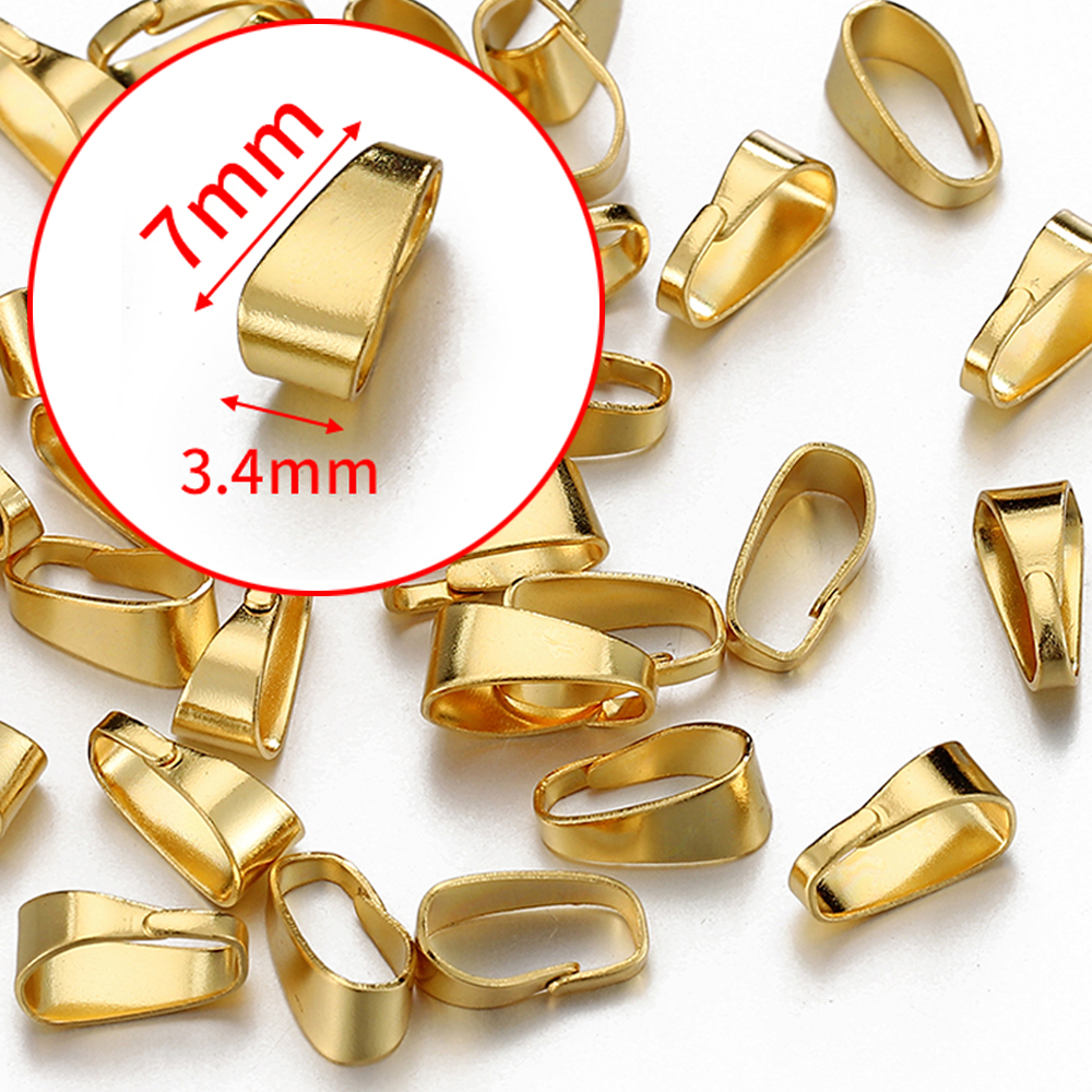 50 Uds. Cierre de hebilla de acero inoxidable para colgantes, conectores de dijes, Clip, cierre de fianza, collar, accesorios para hacer joyería DIY: Rosa claro