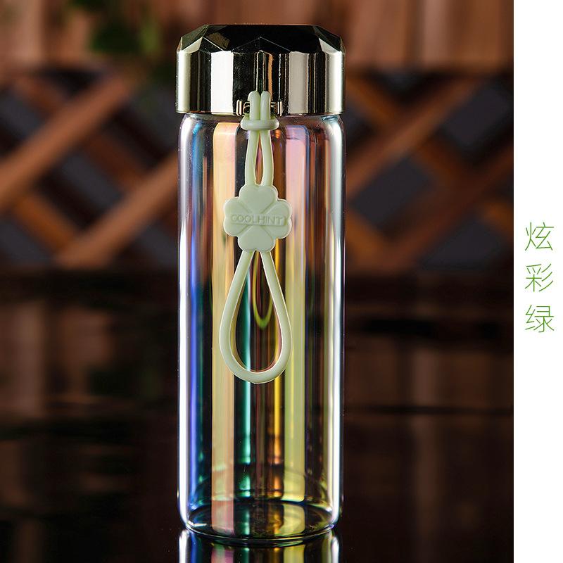 380ml Nano mirror glass Can put microwave-proof glass Student child milk cup Coffee Tea Milk Travel Mug Thermo Bottle: Bright green