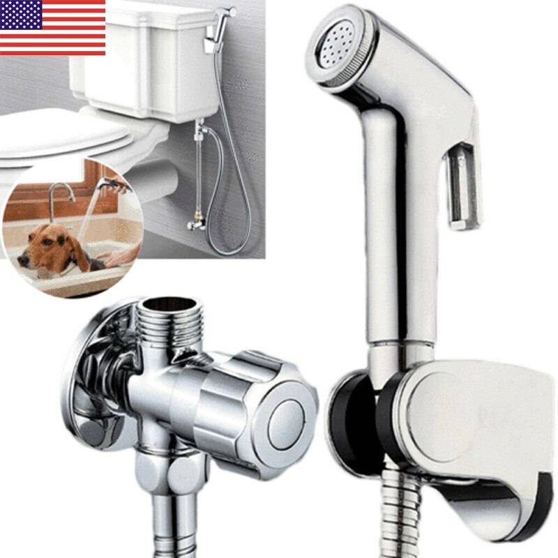 Bidet rustfrit stål badeværelse bidet toiletsprøjte sæt-håndholdt håndbruser selvrensende rustfrit