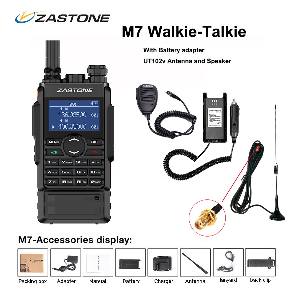 Zastone-walkie-talkie M7, Radio VHF UHF portátil de 5w, batería de 2600Mah, radio bidireccional, FM Ham, 136-174, 400-480Mhz