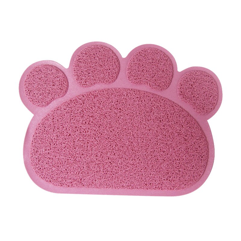Pfote Geformt Katzenstreu matt Wurf Fangen Pad Wasserdichte PVC Haustier Hundefutter Matten Fütterung Tischset Einfach Waschen Nicht-Unterhose Boden Pads: Rosa / L(45x60cm)