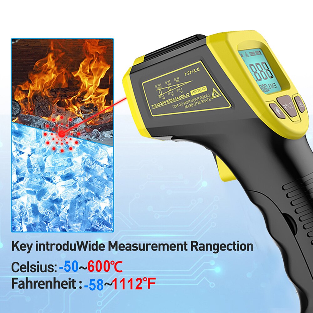 Digital Infrared Non-Contact Thermometer Hygrometer Weather Station Pyrometer Temperature Meter Humidity Ambient Meter