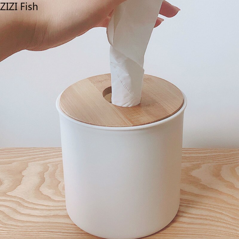 Bamboo Wood Tissue Box Rectangle Modern Style Home Multifunction Tissue Remote Control Container Organizer Kitchen Holdler