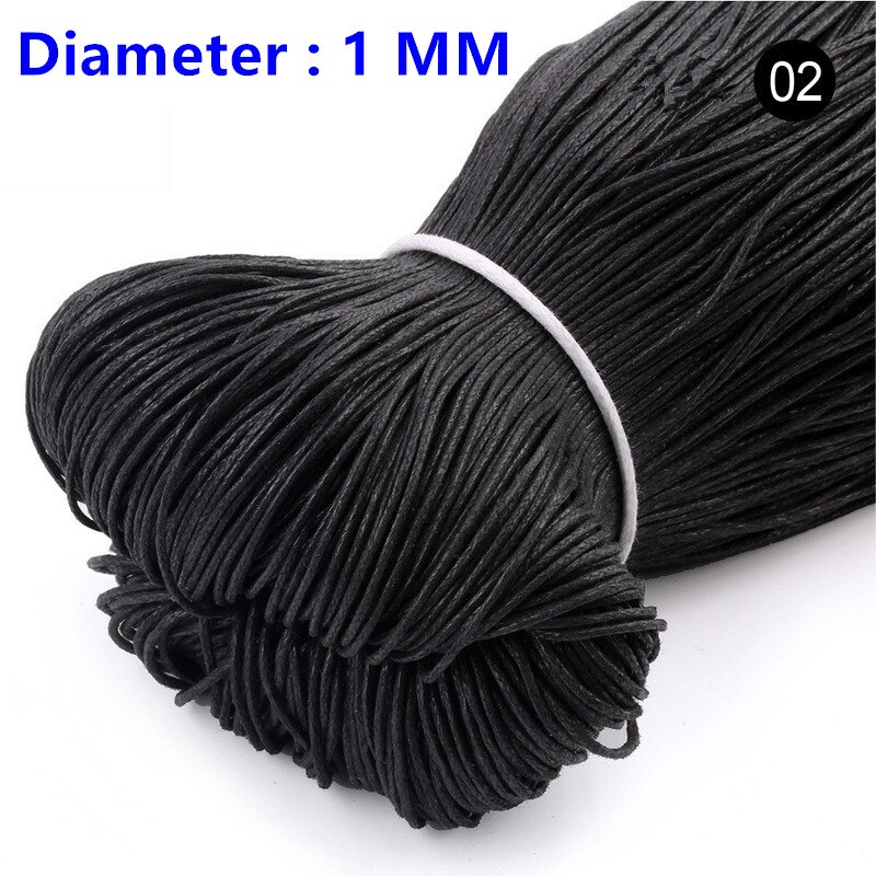 10Yard 1MM Colorful Waxed Cotton Cord Rope Waxed Leather Thread String Strap For Necklace Bracelet Beads Jewelry Making Supplies: Black  1MM