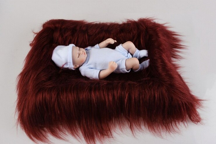 Doux bébé fourrure couvertures fausse fourrure fond couvertures mignon infantile enfants Fotografia De bébé Fotografia directe: wine red