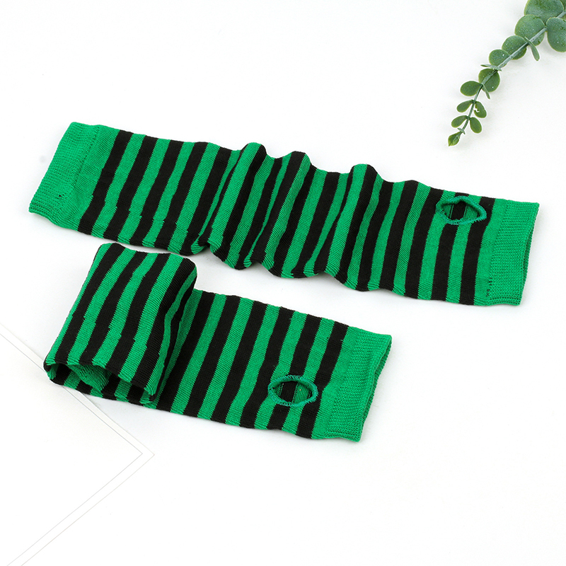 Winter Warm Long Gloves For Women Men Knitted Fingerless Elbow Gloves Red Striped Hip-Hop Mittens Outdoor Elastic Arm warmer