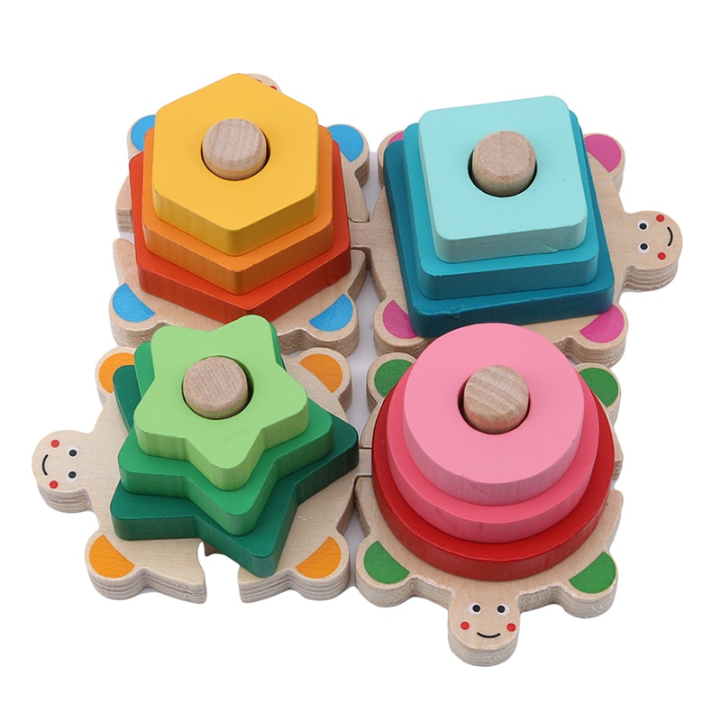 Stacker Blok Houten Educatief Speelgoed Schildpad Geometrie Bijpassende Gebouw Voor Kinderen Kids Verjaardagscadeautjes