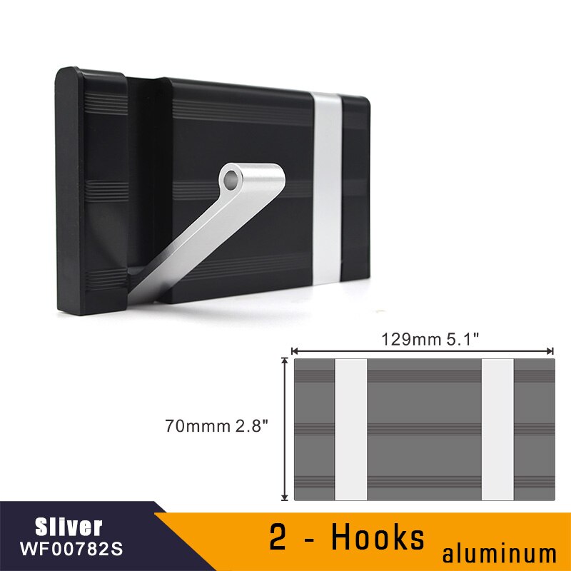 Aluminum Home Decor Nailless Folding Coat Hook Hallway Bedroom Door Hat Clothes Rack Hanger Kitchen Toilet Wall Brack Hooks: 2-Hook Sliver