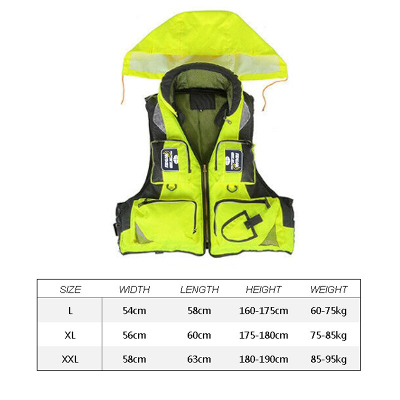 Life Jacket Fishing Swimming Outdoor Life Vest Boating for Adult Man Water Sport Vest Drifting Life Jacket Sailing Bearing 110KG: green / L