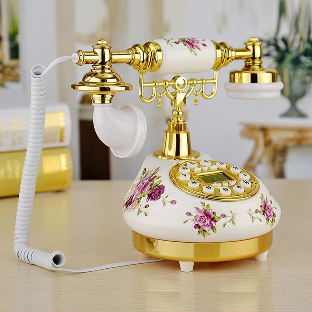 Keramisk europeisk telefon telefon i amerikansk stil fast telefon retro innovativ telefon rose bordstelefon för heminredning #n