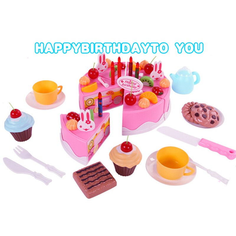 38-75pcs Kitchen Toys Pretend Play Cutting Birthday Cake Food Eat Toys Early Educational Baby Play Games SA978293