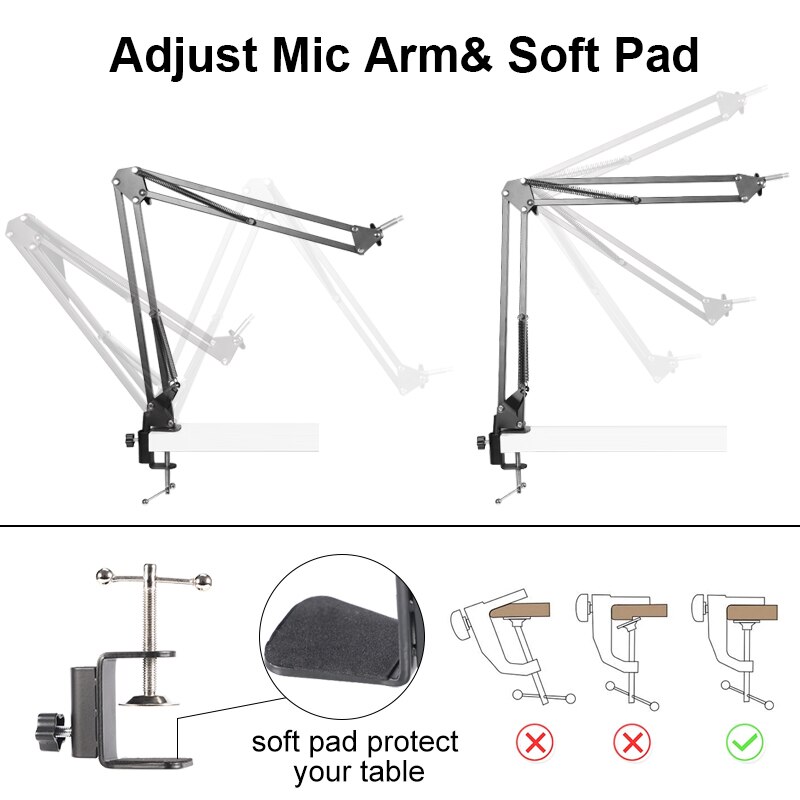 Ulanzi Microphone Boom Arm Stand Heavy Duty Adjustable Mic Suspension Boom Scissor Arm Stand for Blue Yeti Blue Snowball
