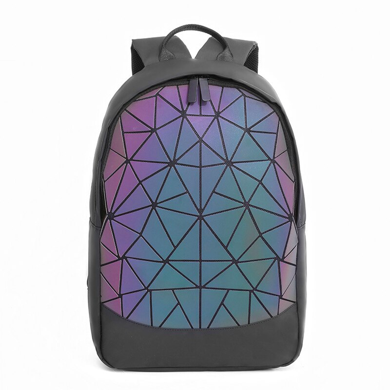 Conjunto de mochila Casual con geométrico de fluoresencia, bolso y monedero para mujer, riñonera holográfica: 7109-1-A