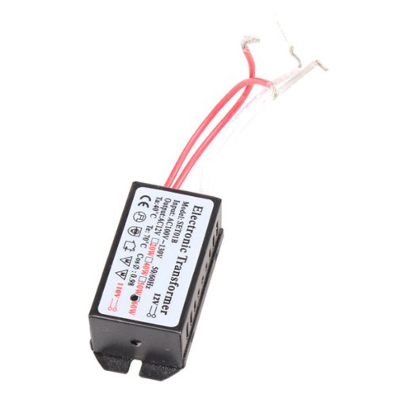 Convertidor de fuente de alimentación de luz halógena, 110V a 12V, 60W, Transformador electrónico negro