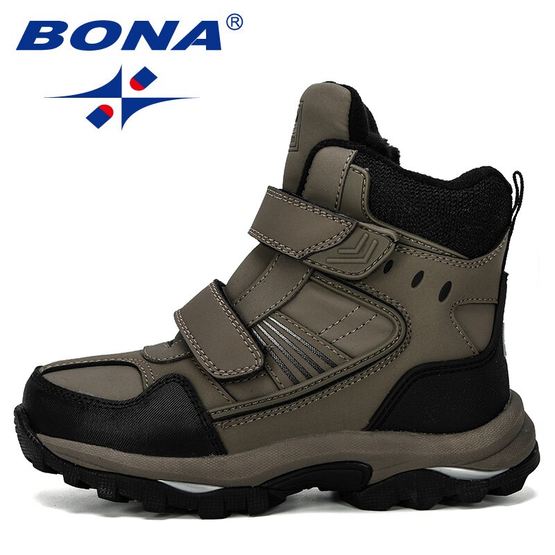 BONA Popular Children Snow Boots Warm Winter Boots Plush Kids Sneakers Boys Cow Split Boots Trendy