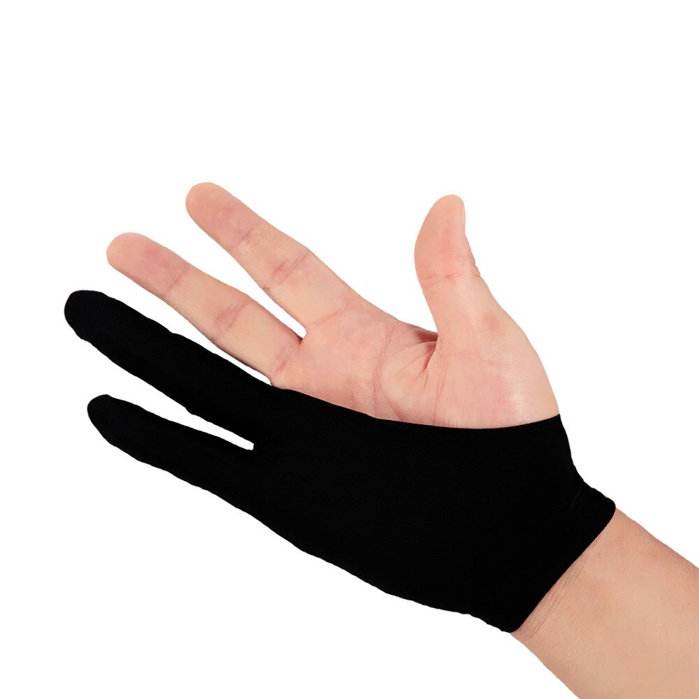 10 moons Twee-Vinger Anti-Slip Zwart Kunstenaar Lycra Handschoen voor Grafische Tablet/LED Lichtbak/ pen Display-Gratis Grootte