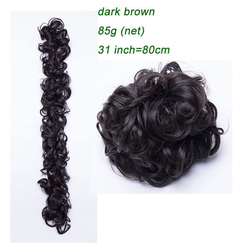 Coiffe à chignon synthétique de 14 couleurs 85g-S-noilite, bandeau caoutchouc de chevelure ébouriffée, postiches de coiffure, scrunchie d'extension capillaire, coiffure longue bouclée retroussée vers l'arrière: 1057