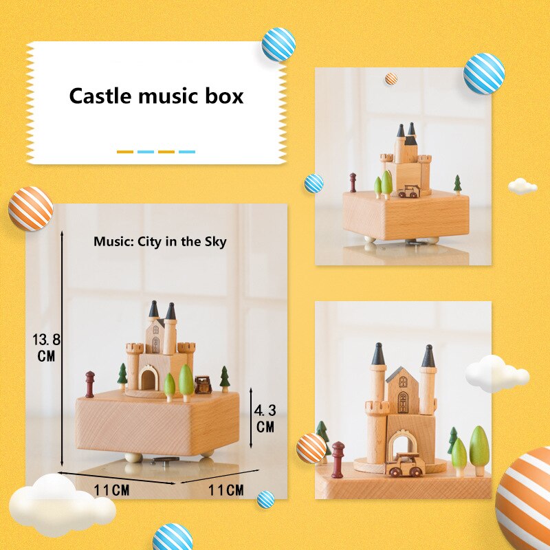Wooden Music Box Musical Wooden Boxes Birthday Music Box Christmas Home Decoration Accessories: 15