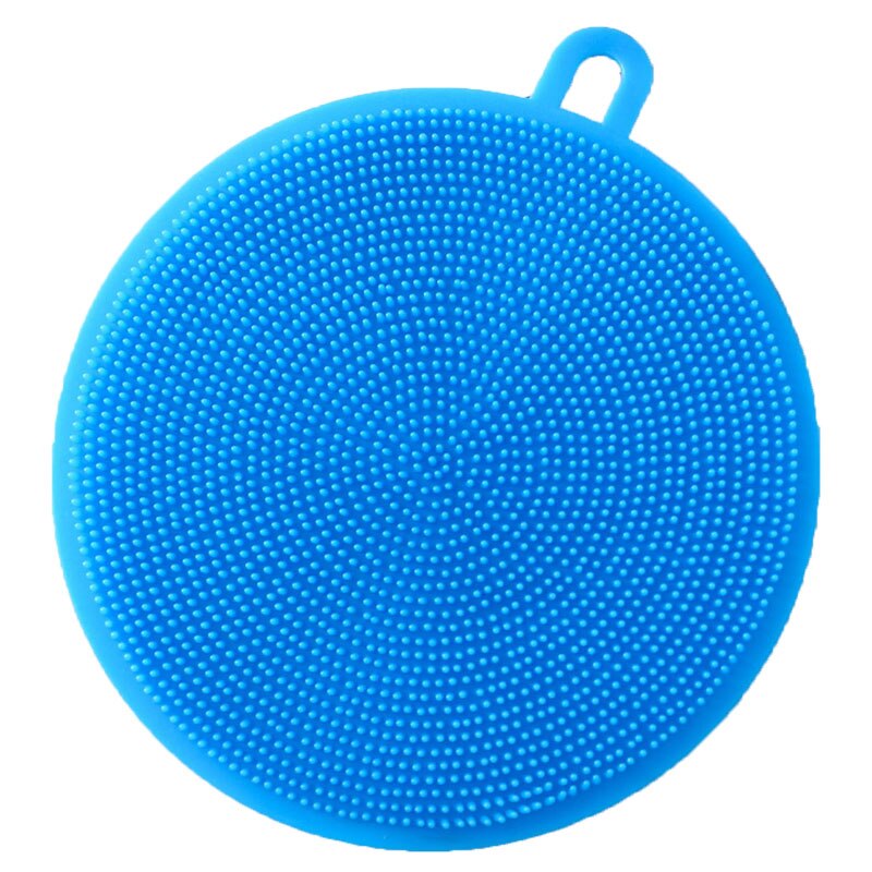 Multifunction Silicone Sponge Bowl Cleaning Brush Silicone Scouring Pad Silicone Dish Sponge Kitchen Pot Cleaner Washing Tool: Blue