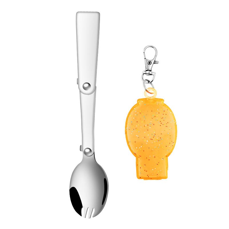 Rostfri ficksked hopfällbar spork bärbar utomhus camping bestick resor servis picknick vandring gaffel sked