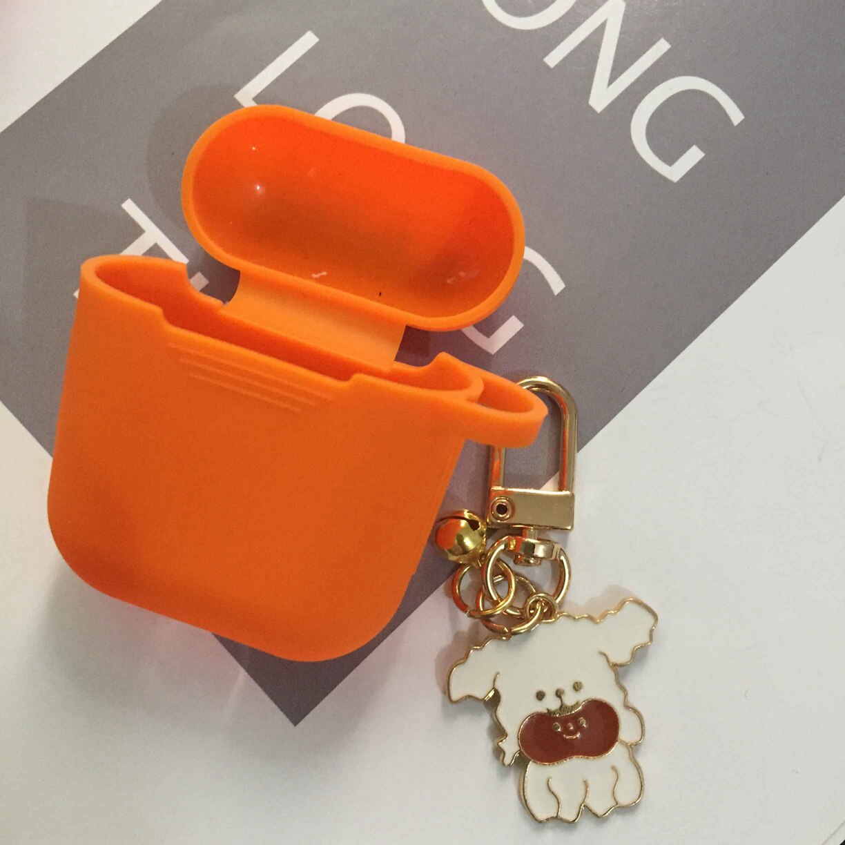 Per AirPods 2 Caso Corea del Simpatico Orso Del Fumetto di Caso di aria baccelli di lusso Fiore Portachiavi Auricolari In Silicone per il Caso di apple air baccelli copertura: BA10