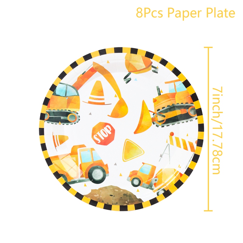Construction Balloon Backdrop Disposable Tableware Birthday Decor Boy Excavator Truck Tractor Construction Birthday Party Decor: Deep Sapphire