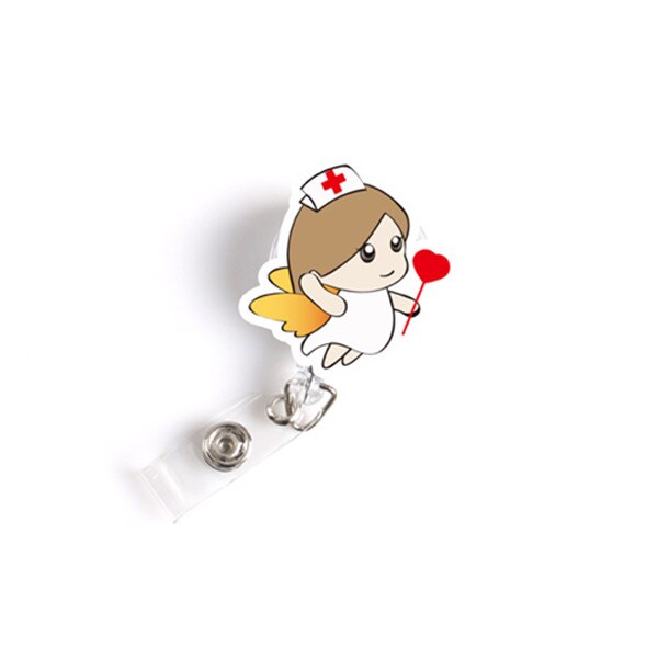 8 stk/parti akryl udtrækkeligt sygeplejerske-emblem rulle daisy love hjerte navnemærke id badge holder klip: 7