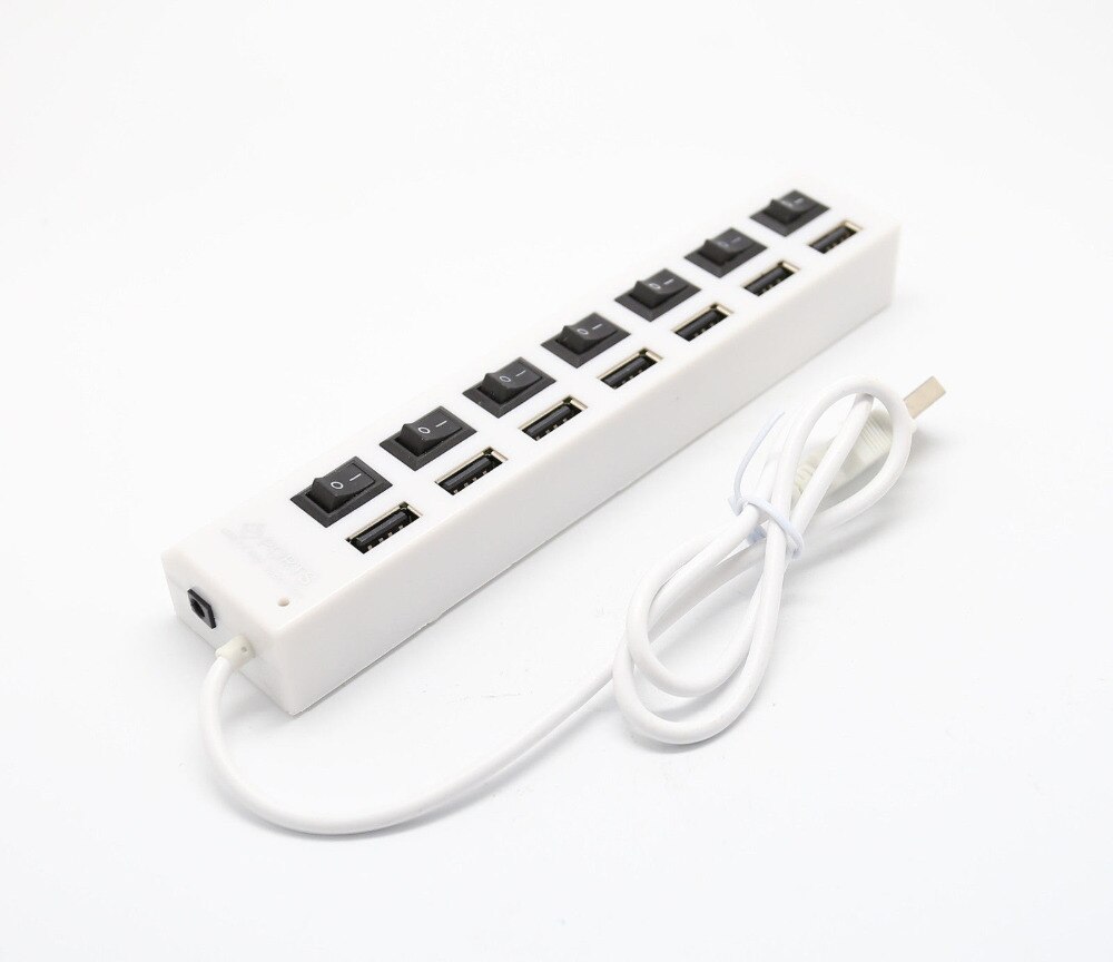 USB High Speed 480 Mbps Adapter 7 Ports Usb Hub LED USB Hub with Power on Off Switch for PC Laptop Computer PC Laptop with ON/OF