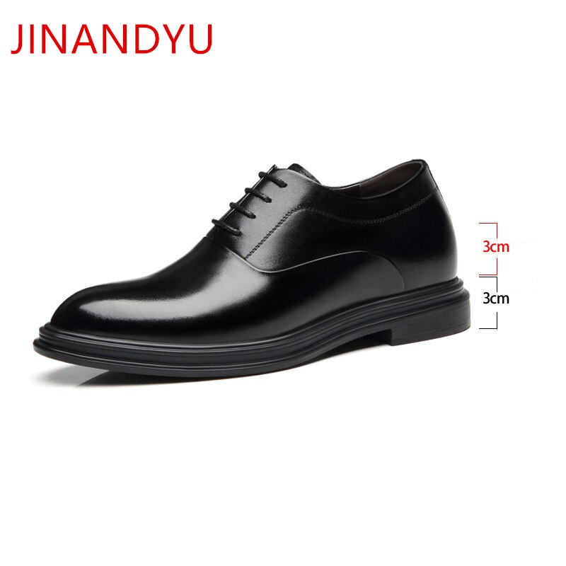 Gentleman 6/8CM High Heel Dress Shoes for Men Office Shoes Man Black Formal Shoes Men's Leather Shoe Men Wedding-shoes