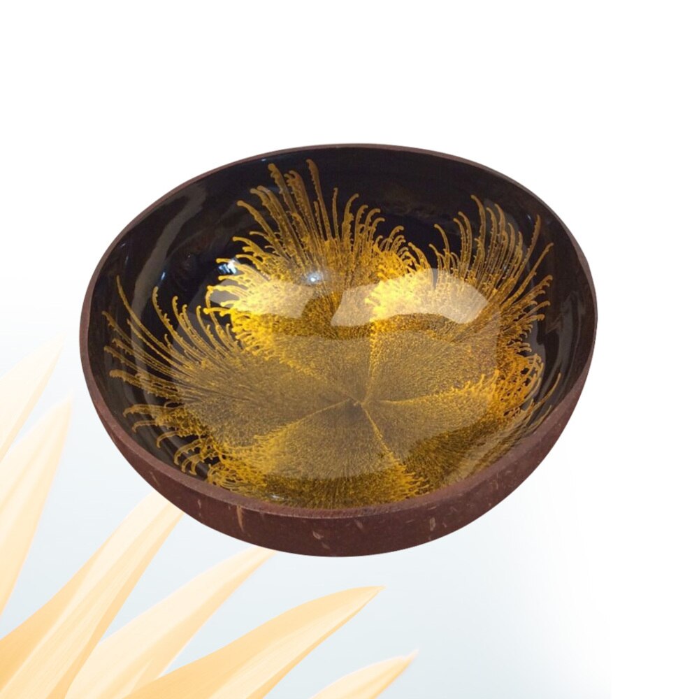 Natuurlijke Kokosnoot Kom Opslag Kom Candy Container Noten Houder (Patroon 1): Golden