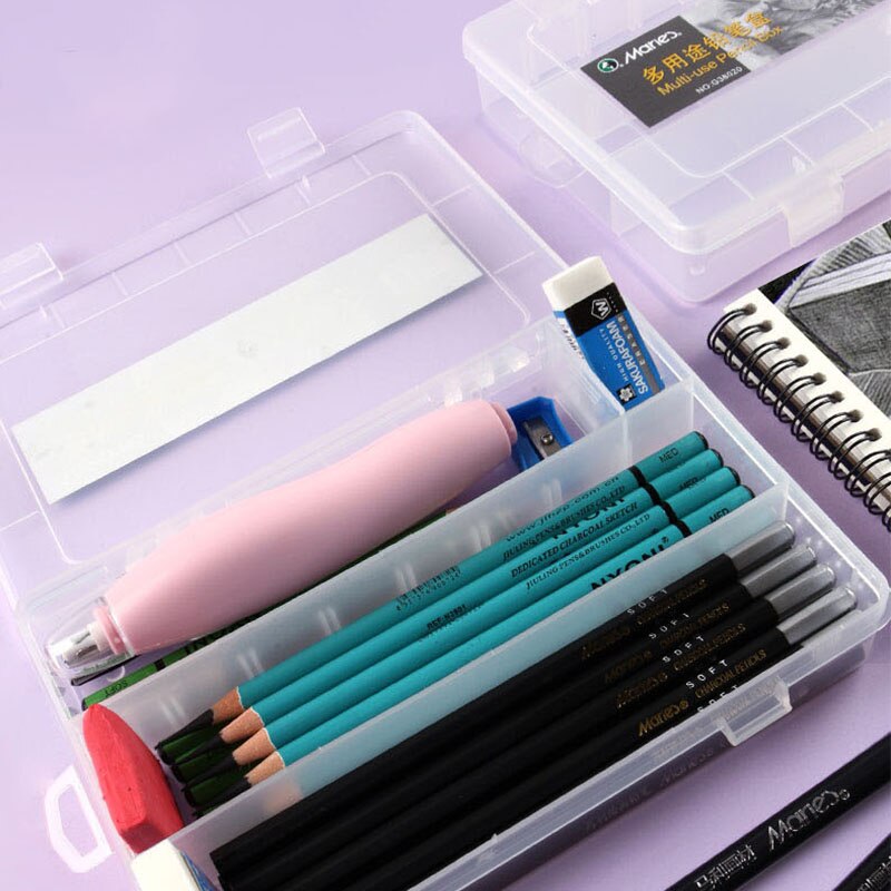 Multi-gebruik Potlood Doos Transparant Plastic Etui Grote Capaciteit Eenvoudige Desktop Storage Box Office Schoolbenodigdheden G38020