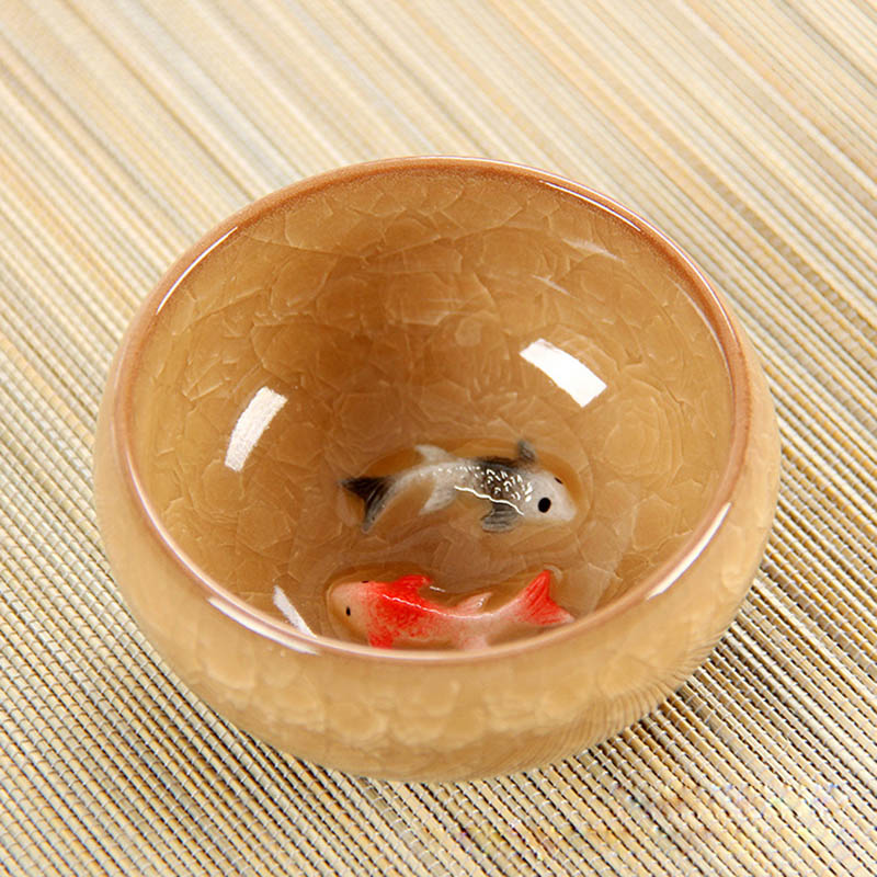 Novedad 3D de pescado doble China té Copa grande Crackle esmalte de tazón de té Kung Fu té taza SetChinese de porcelana taza de té conjuntos: 06