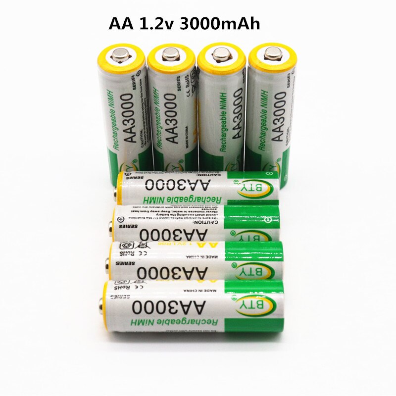 Daweikala AA 3000 1,2 V batería recargable de AA 3000mAh NI-MH 1,2 V batería recargable 2A 3000 +