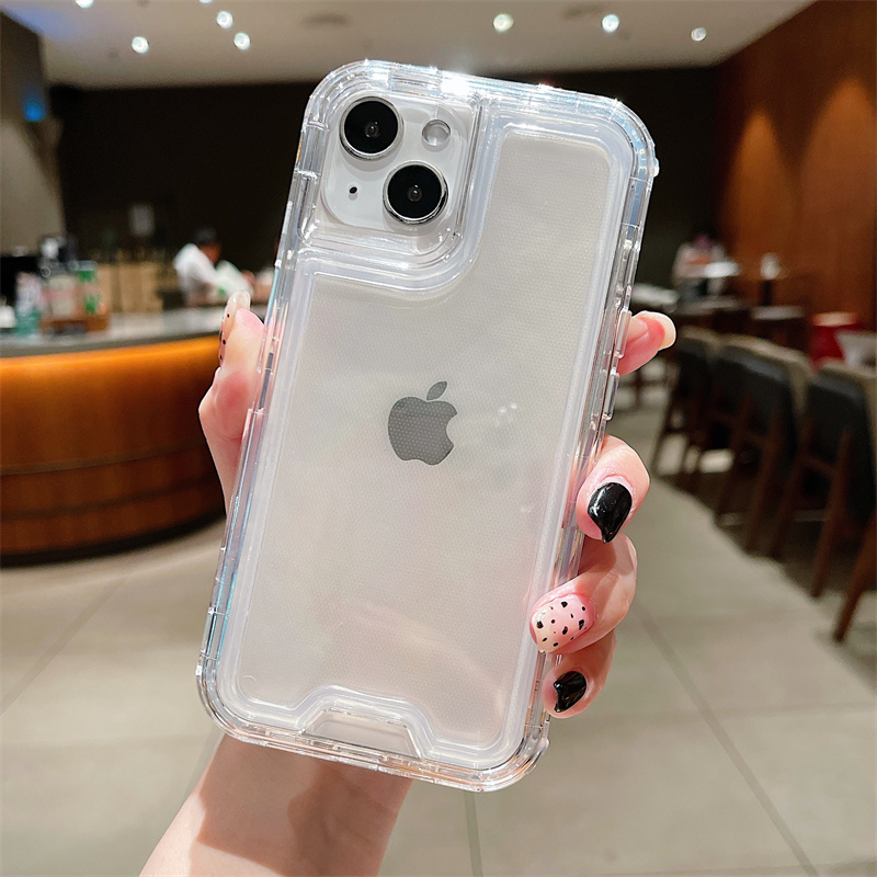 2 In 1 Transparant Dik Frame Robuust Telefoonhoesje Voor Iphone 15 14 13 12 11 Pro Max Volledige Dekking Schokbestendige Harde Pantser Achterkant: Voor iPhone 15 / Clear