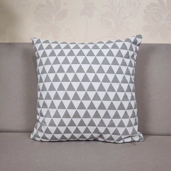 Geometrische katoenen linnen kussenhoes kussensloop banksprei modern kunstpatroon 45*45cm huisdecoratie decoratieve kussensloop: Witte driehoek