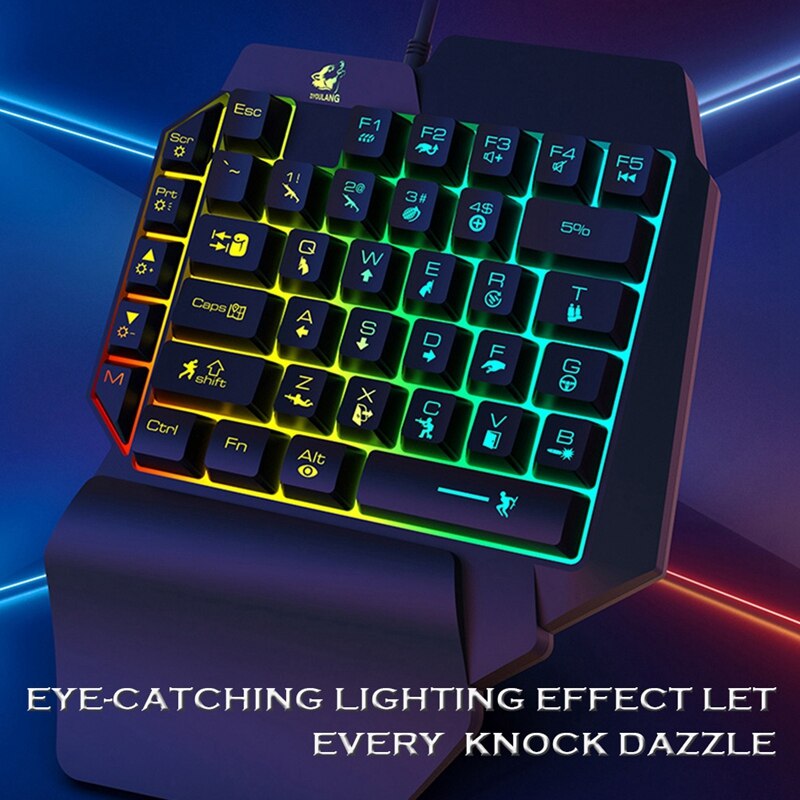 ZIYOU LANG T1 Wired One Handed Gaming Keyboard Mouse Combo For PUBG PC Gamer Combo Set