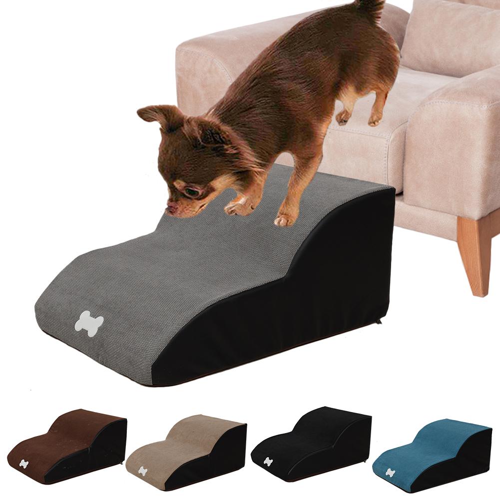 Dog Cat Stairs Ladder Pet Stairs Step Dog Ramp Sofa Bed Ladder 2 Layers Slope High-density Sponge Non-slip Bottom