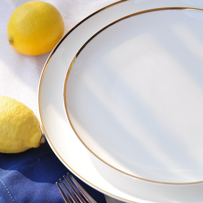 White Ceramic Tableware Bone Porcelain Dish Plate The Colour on The Plate Dinner Plate Flat LIDS, Jingdezhen Pure White Dish
