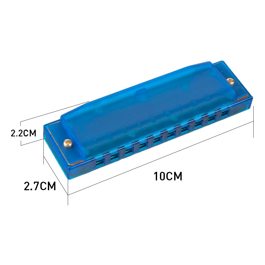 harmonica comb melodica C tune Plastic 10 holes harmonica Five colors available Blue color
