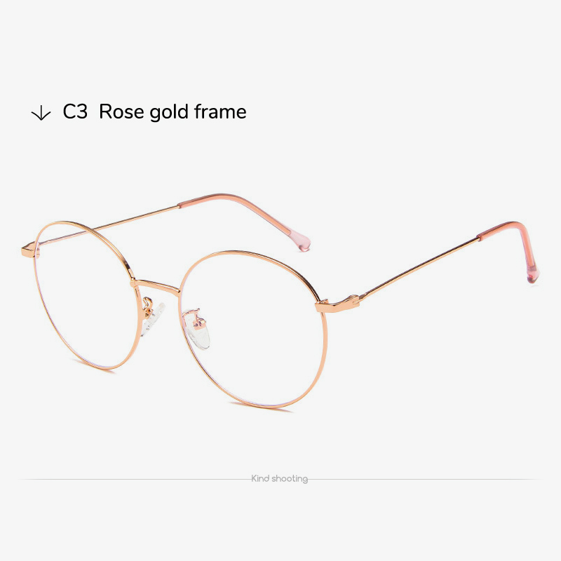 Toketorisme rose guld metalramme runde briller blå lys computerbriller kvinders vintage brillestel 6213: Rose guld