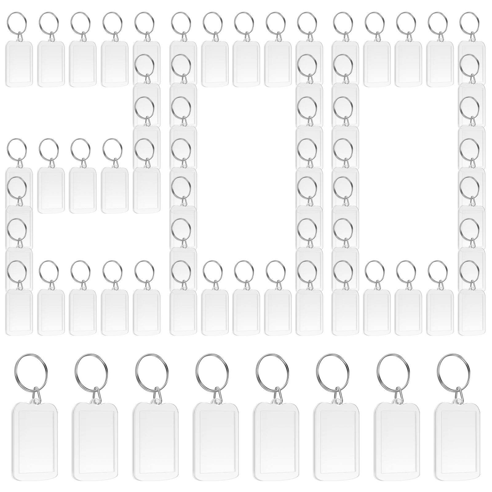 100 stuks blanco foto sleutelhangers acryl blanco foto invoegen sleutelhanger dubbelzijdig duidelijke sleutelhanger fotohouder DIY feestgast: Black Nickel