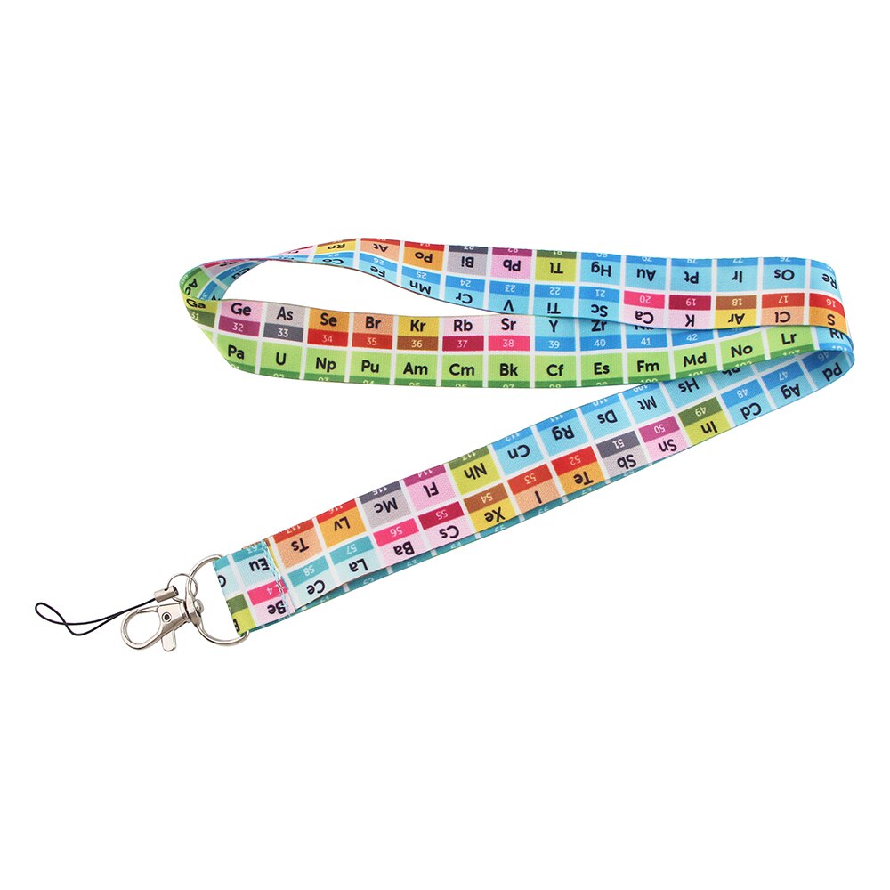 Portatarjetas de Química, tabla periódica de elementos, correa para el cuello, cordones, llavero, tarjeta de identificación, pase, para profesores de Lariat: 2