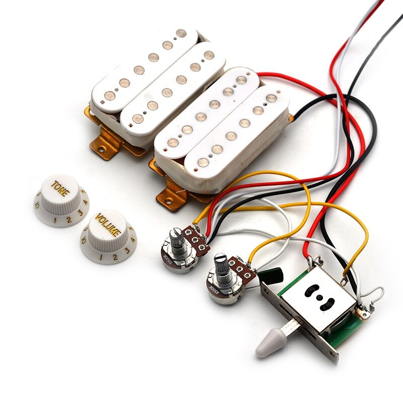 Electric Guitar Pickup Wiring Harness Prewired 3-Way Switch HH Pickup for ST Electric Guitar White: Default Title